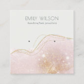 抽象芸術赤面金ゴールドグリッター光沢イヤリングディスプレイ スクエア名刺 (正面)