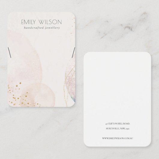 抽象芸術赤面金ゴールド水色ネックレスディスプレイ 名刺 (正面/裏面)