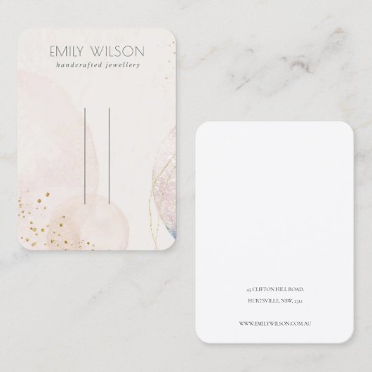 抽象芸術赤面金ゴールド水色ヘアピンディスプレイ 名刺 (正面/裏面)