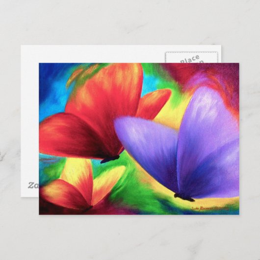 抽象芸術赤黄蝶アーモダント ポストカード (正面/裏面)