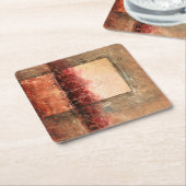抽象芸術赤 スクエアペーパーコースター (アングル)