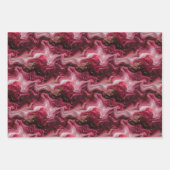 抽象芸術赤、ピンクの深いでマーブルされたアートワーク ラッピングペーパーシート (正面2)