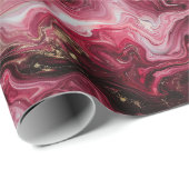 抽象芸術赤、ピンクの深いでマーブルされたアートワーク ラッピングペーパー (ロールコーナー)