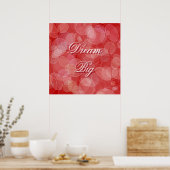 抽象芸術赤《写真》ぼけ味エフェクトテクスチャ文字。 ポスター (キッチン)