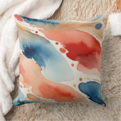 抽象芸術赤、白、青の水色 クッション (ブランケット)