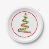 抽象芸術赤、緑、金ゴールドクリスマスツリー ペーパープレート (正面)