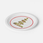 抽象芸術赤、緑、金ゴールドクリスマスツリー ペーパープレート (アングル)