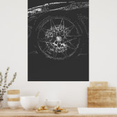 抽象芸術車のホイールリム美的ラインアート ポスター (キッチン)