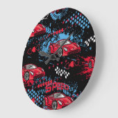 抽象芸術車グランジ、子供っぽいパターン。 ラージ壁時計 (傾斜)