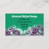 抽象芸術転がの紫色の波のティール(緑がかった色)テンプレート 名刺 (正面)