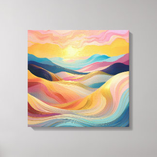 抽象芸術転がズヒルズアットサンセット キャンバスプリント
