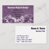 抽象芸術転が緩和曲線の紫の白の幾何学模様 名刺 (正面/裏面)