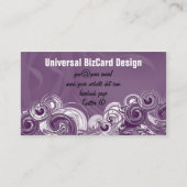 抽象芸術転が緩和曲線の紫の白の幾何学模様 名刺 (正面)