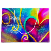 抽象芸術輝くハートバレンタイン ラージペーパーバッグ (正面)