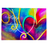 抽象芸術輝くハートバレンタイン ラージペーパーバッグ (裏面)