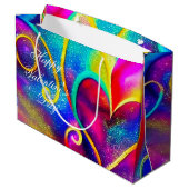 抽象芸術輝くハートバレンタイン ラージペーパーバッグ (裏面アングル)