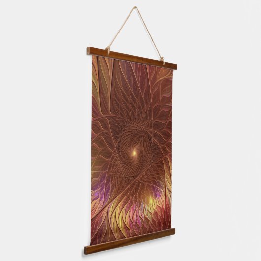 抽象芸術輝く茶色の植物がフラクタル芸術を打つ 吊り下げ型タペストリー (傾斜あり)