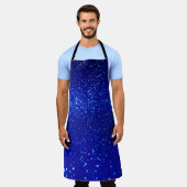 抽象芸術輝く青いグリッター背景 エプロン (着用した状態)