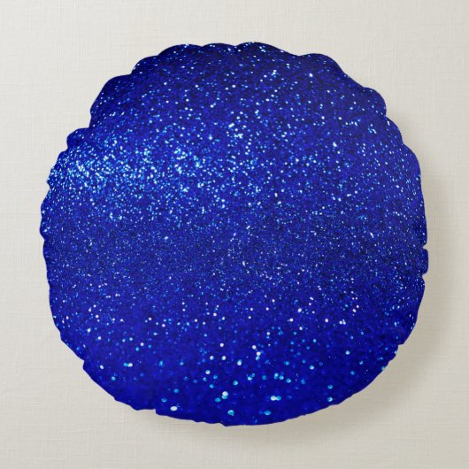 抽象芸術輝く青いグリッター背景 ラウンドクッション (正面)
