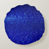 抽象芸術輝く青いグリッター背景 ラウンドクッション (裏面)