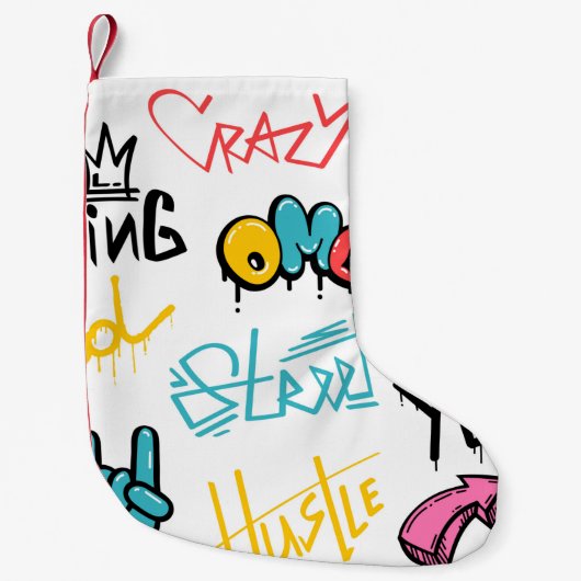 抽象芸術通りグラフィティレタリング要素g スモールクリスマスストッキング (正面)