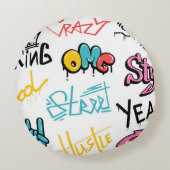 抽象芸術通りグラフィティレタリング要素g ラウンドクッション (裏面)