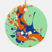 抽象芸術造幣局グリーンモダンアール絵を描スプラッシュ セラミックオーナメント (裏面)