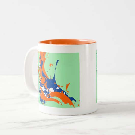 抽象芸術造幣局グリーンモダンアール絵を描スプラッシュ ツートーンマグカップ (正面左)