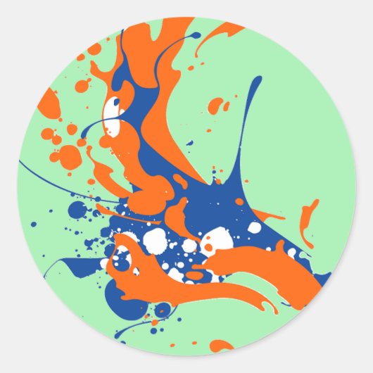 抽象芸術造幣局グリーンモダンアール絵を描スプラッシュ ラウンドシール (正面)