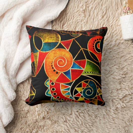 抽象芸術部族の民族幾何学的パターン明るい クッション (ブランケット)