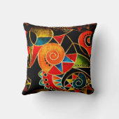 抽象芸術部族の民族幾何学的パターン明るい クッション (裏面)