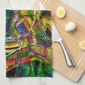 抽象芸術部族スタイルデザイン、彫刻 キッチンタオル (四つ折り)