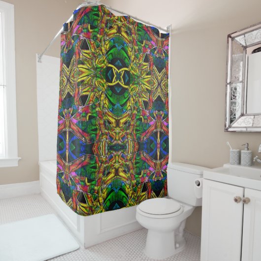 抽象芸術部族スタイルデザイン、彫刻 シャワーカーテン (インサイチュ)
