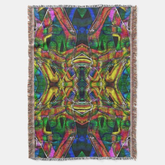 抽象芸術部族スタイルデザイン、彫刻 スローブランケット (正面縦)