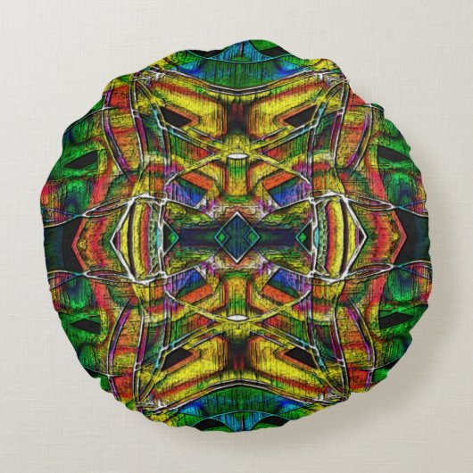 抽象芸術部族スタイルデザイン、彫刻 ラウンドクッション (裏面)