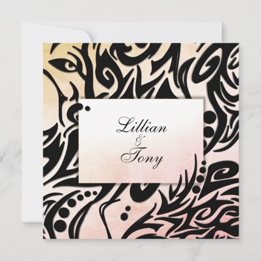 抽象芸術部族結婚式招待状 招待状 (裏面)