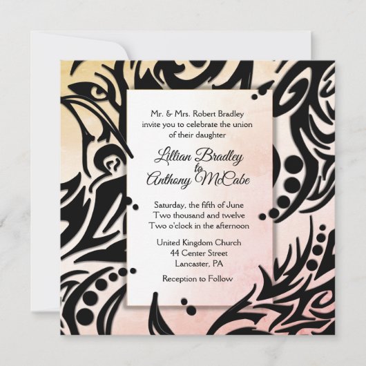 抽象芸術部族結婚式招待状 招待状 (正面)