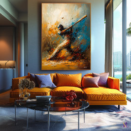 抽象芸術野球選手 – ダイナミックスポーツアート キャンバスプリント