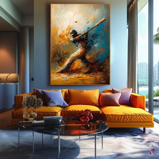 抽象芸術野球選手 – ダイナミックスポーツアート キャンバスプリント