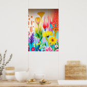 抽象芸術野草地 ポスター (キッチン)