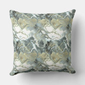 抽象芸術金ゴールドおよびグレー大理石の流体テクスチャ クッション (裏面)