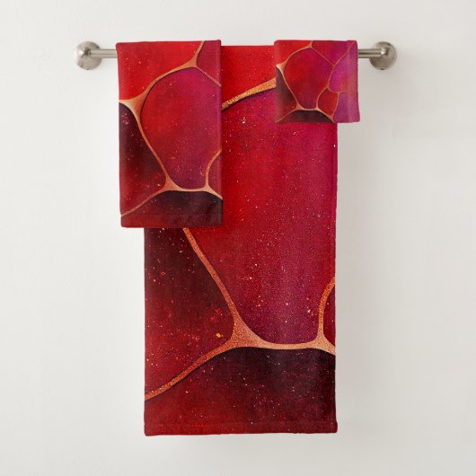 抽象芸術金ゴールドくもの巣(紫、紫、マゼンタ) バスタオルセット (インサイチュ)