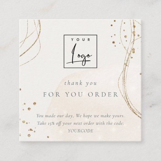 抽象芸術金ゴールドご注文の割引ロゴ スクエア名刺 (正面)