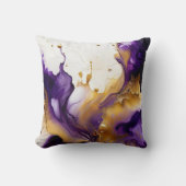 抽象芸術金ゴールドとアメジスト クッション (正面)