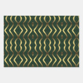 抽象芸術金ゴールドとエメラルドグリーンウェーストライプブ ラッピングペーパーシート (正面)