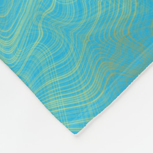 抽象芸術金ゴールドとブライトブルー万華鏡のように千変万化するパターン フリースブランケット (角)