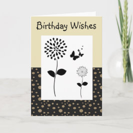 抽象芸術金ゴールドとブラックドットフローラグリーティングカード カード