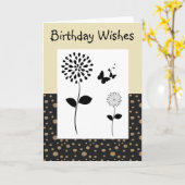 抽象芸術金ゴールドとブラックドットフローラグリーティングカード カード (黄色い花)