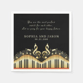 抽象芸術金ゴールドとブラックピアノ スタンダードカクテルナプキン (正面)