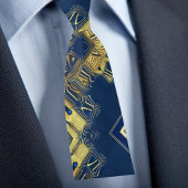 抽象芸術金ゴールドとブルーネクタイ ネクタイ